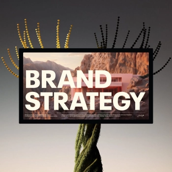 Creative brand strategy concept with bold typography and abstract visuals _ ideal for marketing or design presentations.