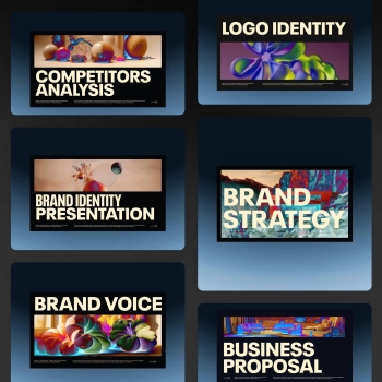 Branding Essential Bundle mockup featuring five Falta Studio templates for strategy, voice, identity, presentation, and proposal