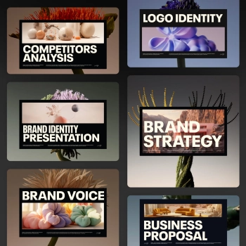 Branding Essential Bundle mockup featuring five Falta Studio templates for strategy, voice, identity, presentation, and proposal