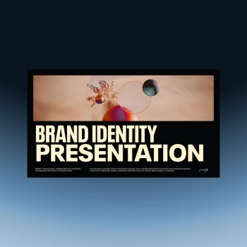 Brand Identity Presentation Template mockup with bold typography and floral backdrop