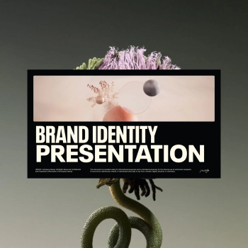 Brand Identity Presentation Template mockup with bold typography and floral backdrop