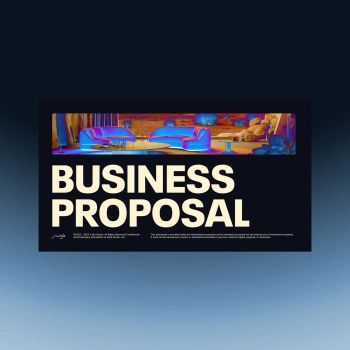 Modern business proposal template with bold typography and tropical leaf background