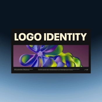 Logo Identity Template preview with bold title and purple-toned visual mockups